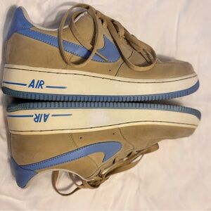 Vintage Nike Air Force 1 Beige and Light Blue Shoes